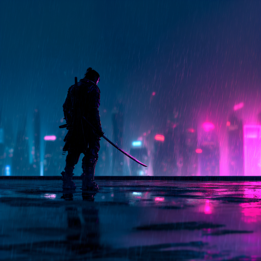 Cyberpunk Samurai 4K Wallpaper Pack - Neon Ronin Ultrawide Desktop Background - Futuristic Ninja Mobile Wallpaper - Set of 8 Digital Downloads.