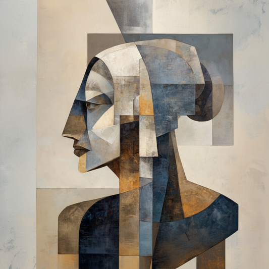 Geometric Abstract Portrait Wallpaper - Modern Cubism 4K Desktop Art - Minimalist Fragmented Face Decor - Set of 8 Digital Gallery Prints