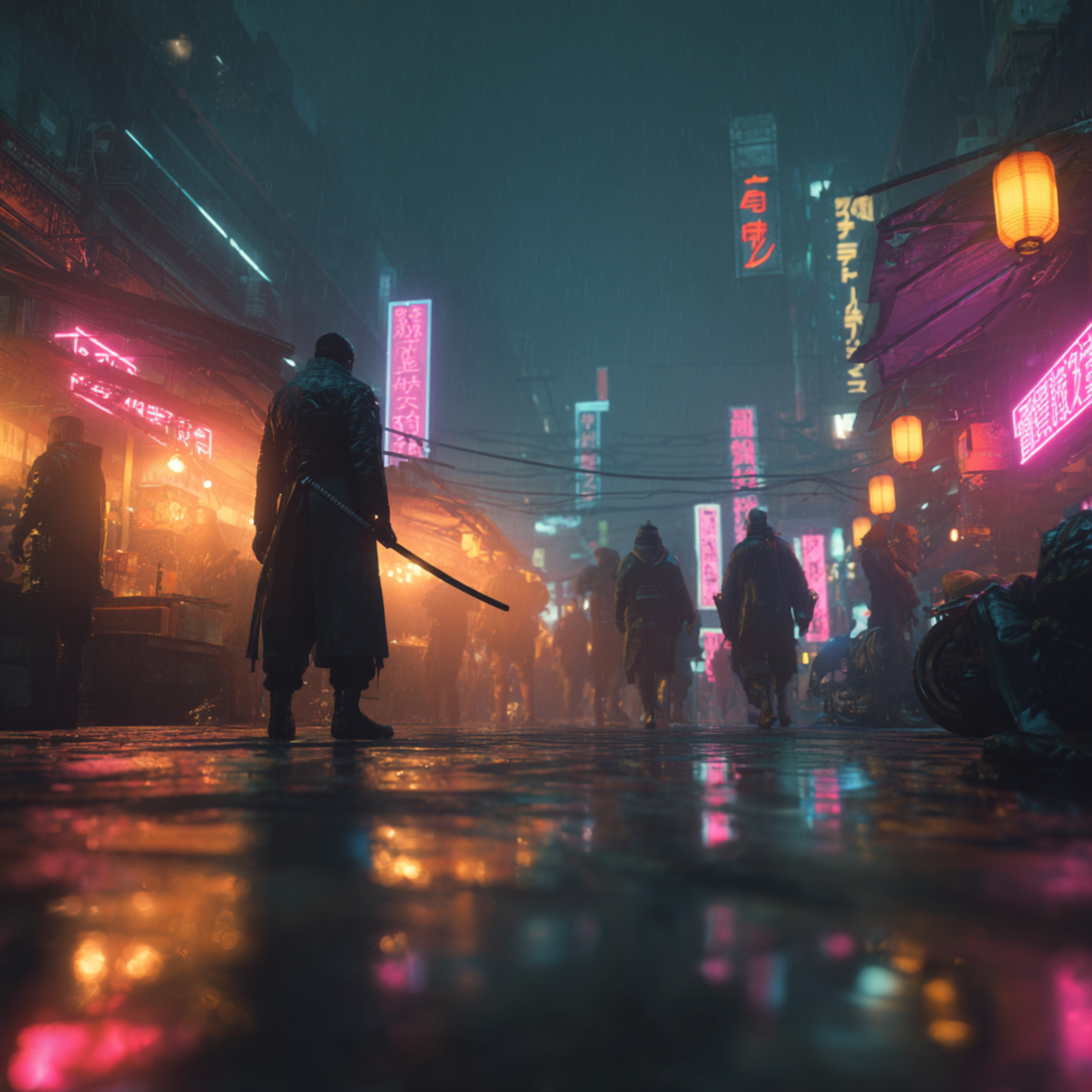 Cyberpunk Samurai 4K Wallpaper Pack - Neon Ronin Ultrawide Desktop Background - Futuristic Ninja Mobile Wallpaper - Set of 8 Digital Downloads.