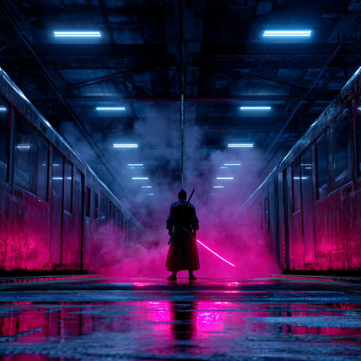 Cyberpunk Samurai 4K Wallpaper Pack - Neon Ronin Ultrawide Desktop Background - Futuristic Ninja Mobile Wallpaper - Set of 8 Digital Downloads.