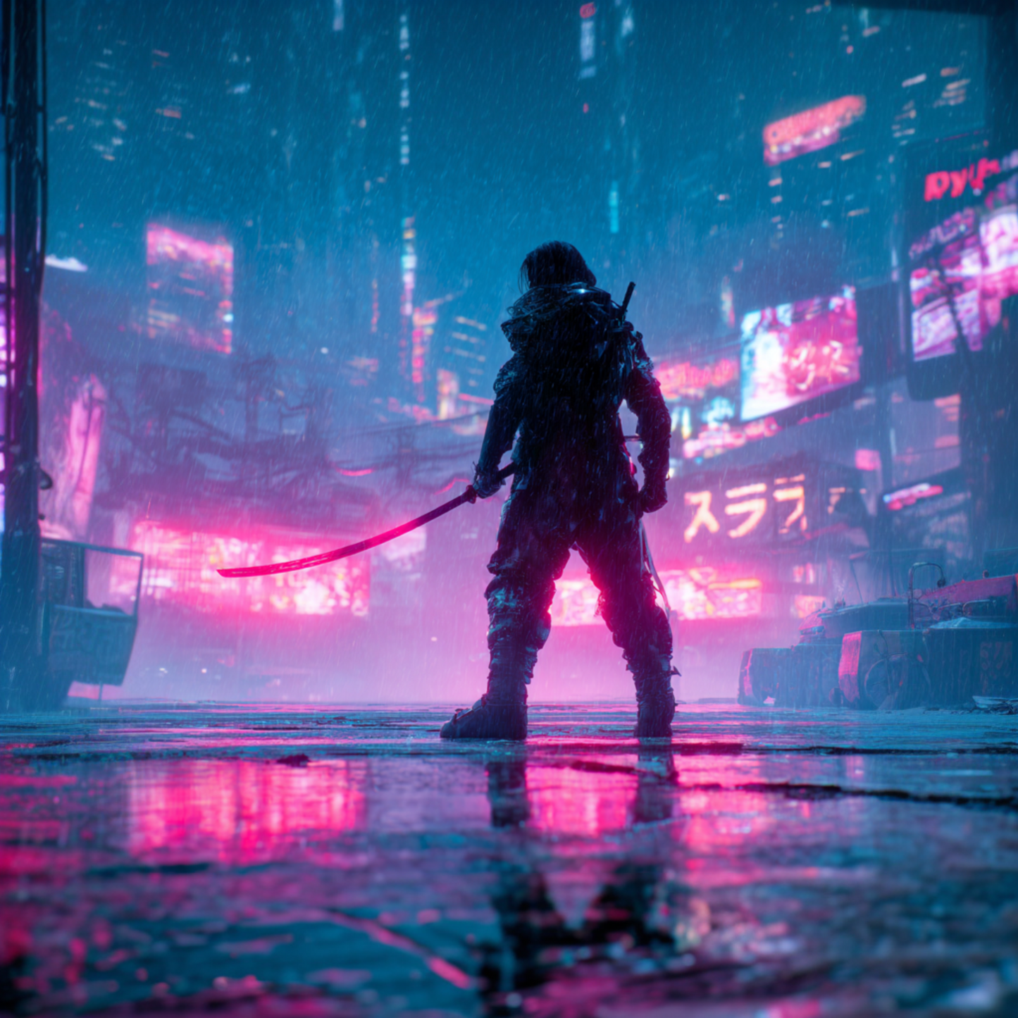 Cyberpunk Samurai 4K Wallpaper Pack - Neon Ronin Ultrawide Desktop Background - Futuristic Ninja Mobile Wallpaper - Set of 8 Digital Downloads.