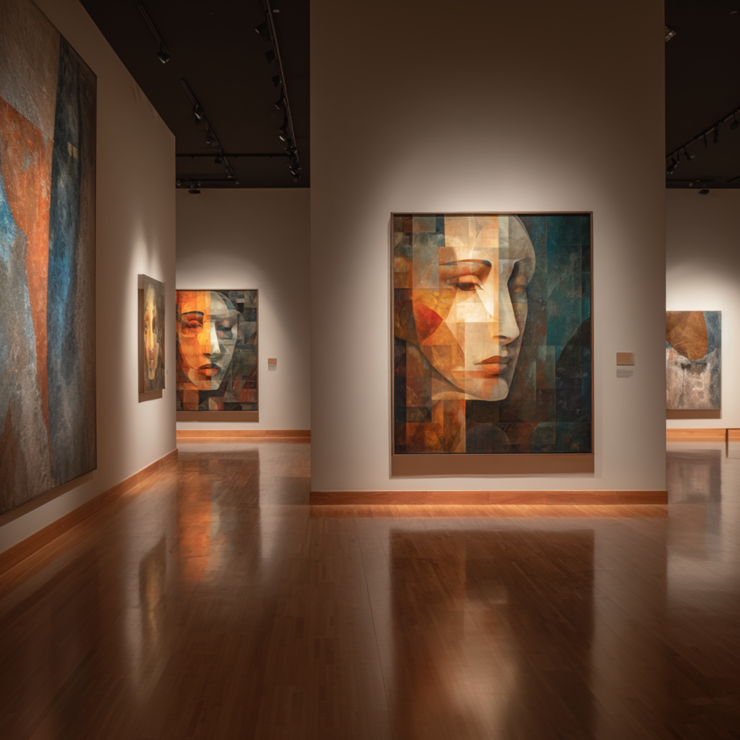 Geometric Abstract Portrait Wallpaper - Modern Cubism 4K Desktop Art - Minimalist Fragmented Face Decor - Set of 8 Digital Gallery Prints